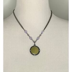 Sold on FB Marketplace! Pastel Lilac Beaded Necklace Pendant Silver Tone 19-25"